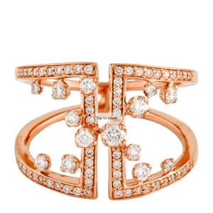 14 K Rose Fold Ring with a half Caret of Round Diamonds